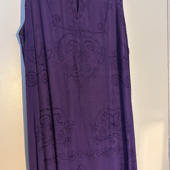 Purple embroidered maxi Sleeveless Dress large - Picture 5 of 9